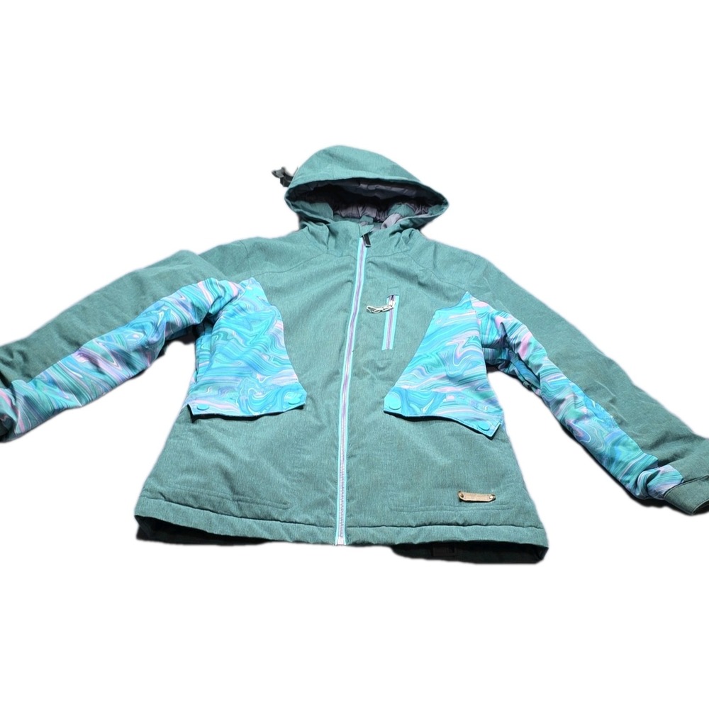 PWDR ROOM Amanda Ski Jacket Baltic Melange Hooded Insulated Size M